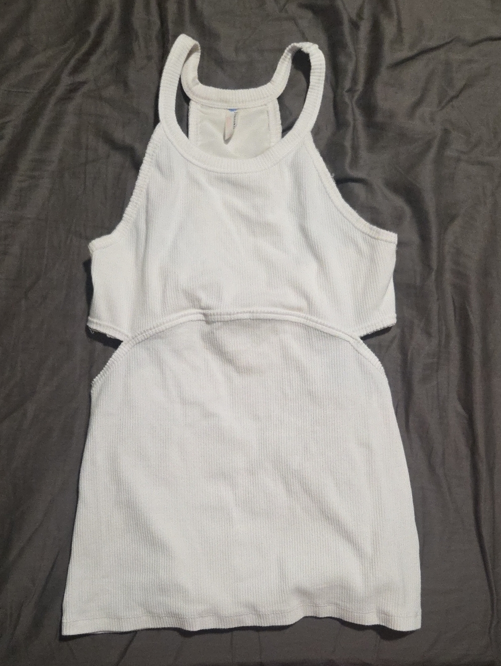FP Movement by Free People White Ribbed Cutout Racerback Tank